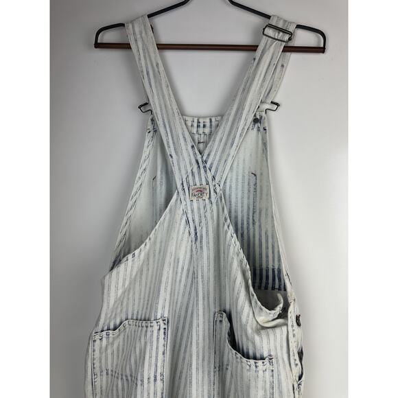 Faherty Topsail Bib Overall Railroad Stripe Blue White *Stained Distressed Small - Picture 9 of 16